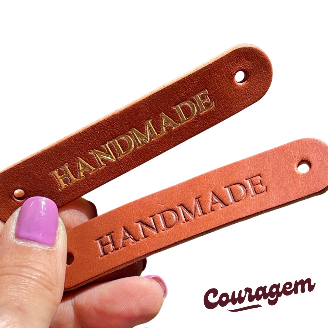 Conjunto de 6 Etiquetas em couro Handmade - Couragem